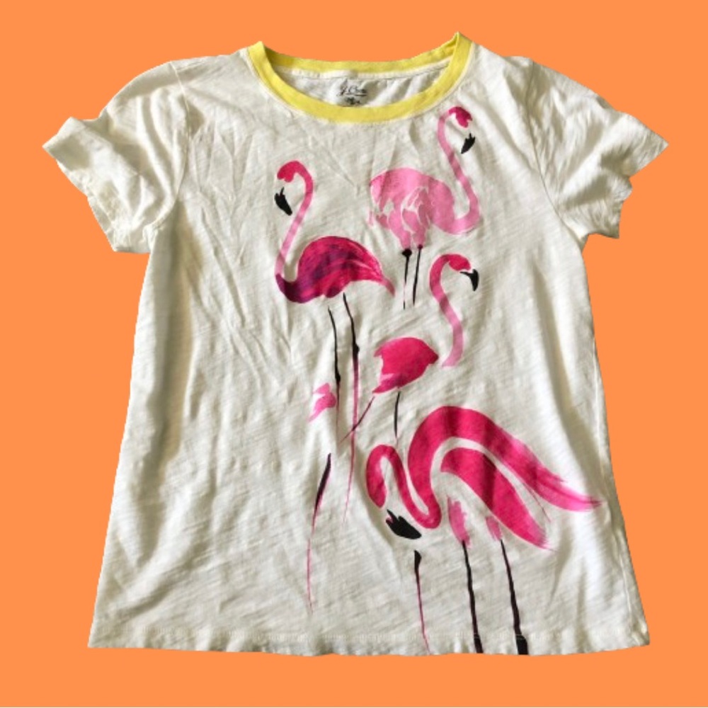 J. Crew Knit Goods flamingos cotton tee sz Medium